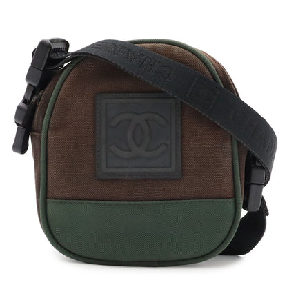 Chanel Sports Line CC Logo Shoulder Bag 2-Way Pouch Nylon Canvas Black Green