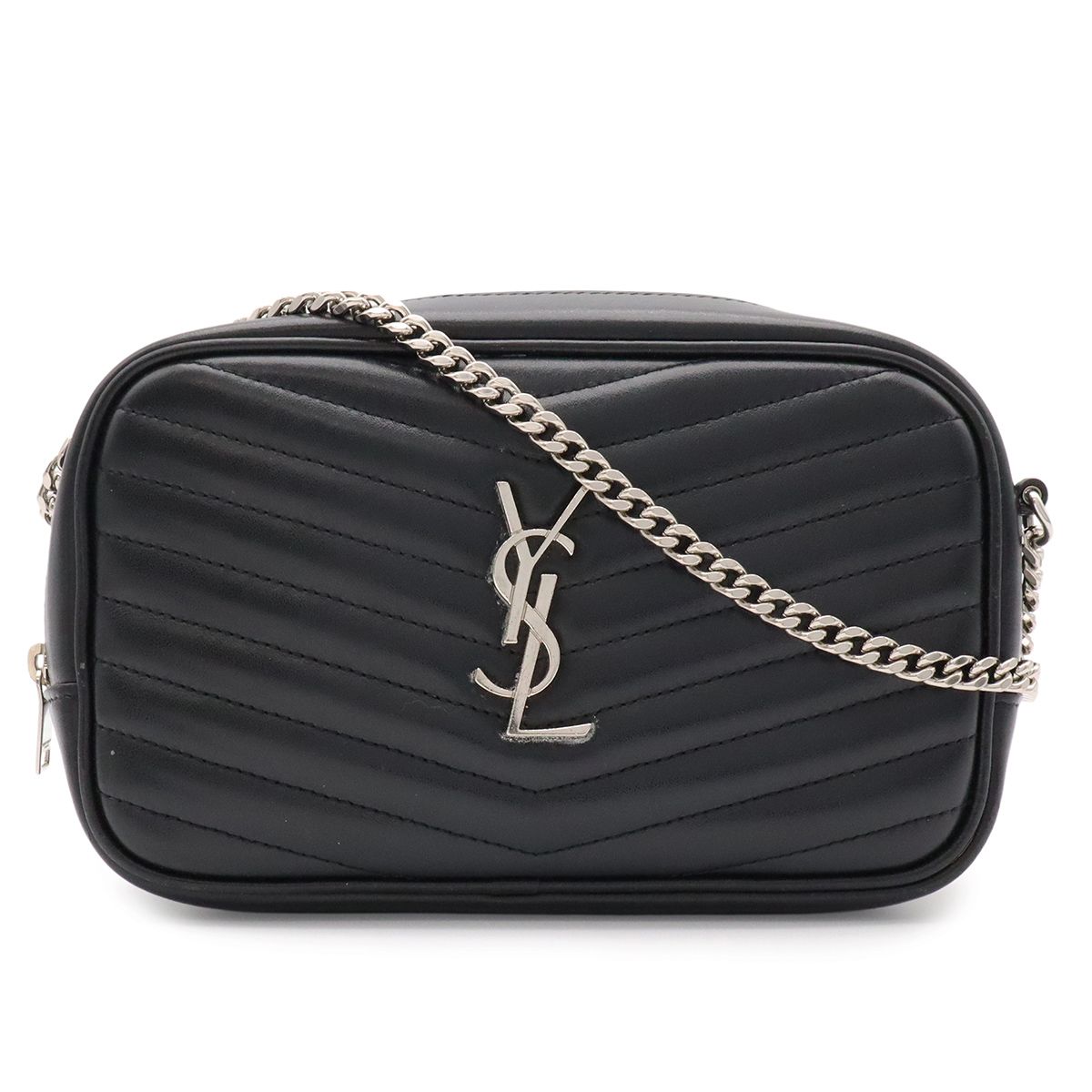 Saint Laurent Paris YSL Lou Camera Bag Chain Leather Black Silver