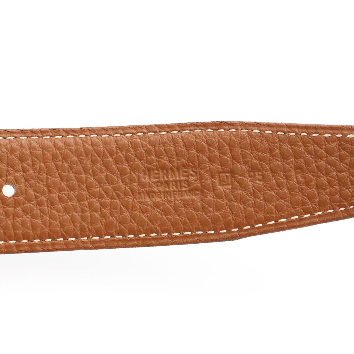 Hermes Belt Buckle Reversible Box Calf Taurillon Clemence Black Gold Brown 95 — view 8