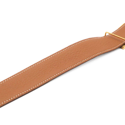 Hermes Belt Buckle Reversible Box Calf Taurillon Clemence Black Gold Brown 95 — view 7