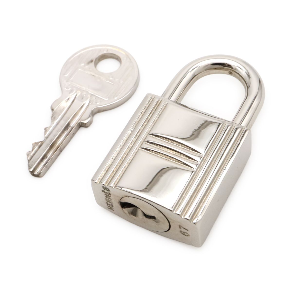 Hermes Cadena Padlock Key with Key Metal Silver