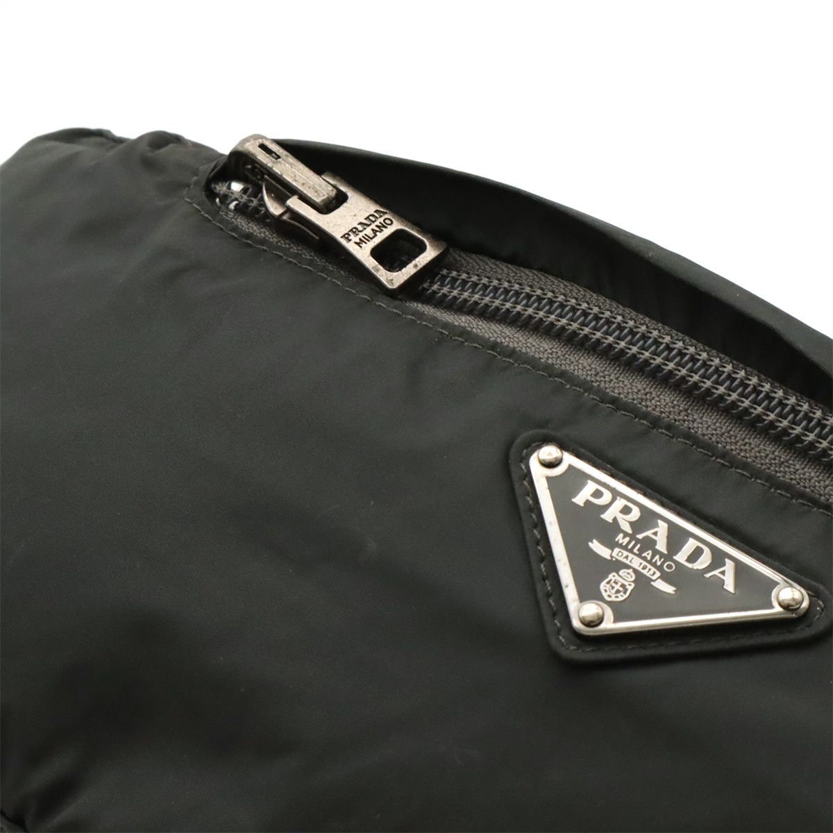 Prada Triangle Logo Belt Bag Waist Pouch Hip Nylon Gray Silver — view 6