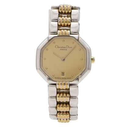 Dior Octagon Gold Dial SS Quartz Watch 48