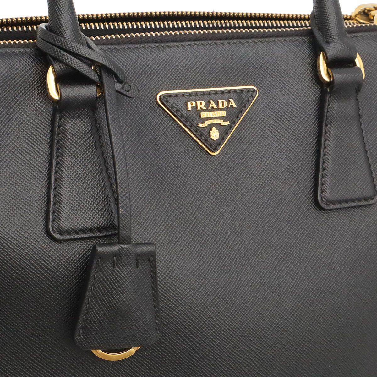 Prada Triangle Logo Galleria Midi Handbag 2-Way Shoulder Saffiano Leather Nero — view 7