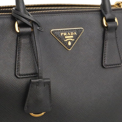 Prada Triangle Logo Galleria Midi Handbag 2-Way Shoulder Saffiano Leather Nero — view 7