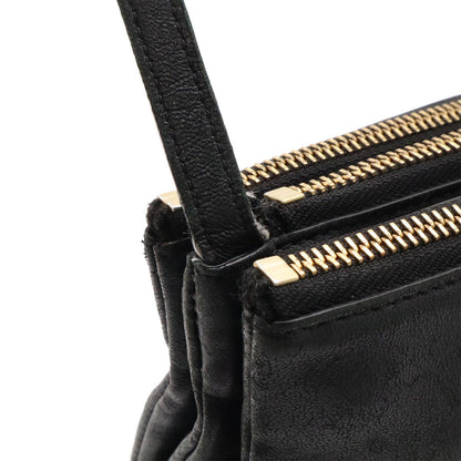 Celine Trio Small Shoulder Bag Pouch Pochette Crossbody Leather Black Gold — view 5