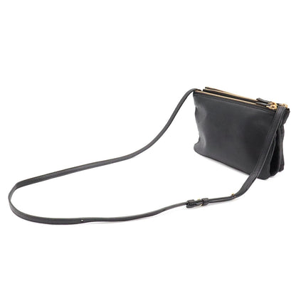 Celine Trio Small Shoulder Bag Pouch Pochette Crossbody Leather Black Gold — view 2