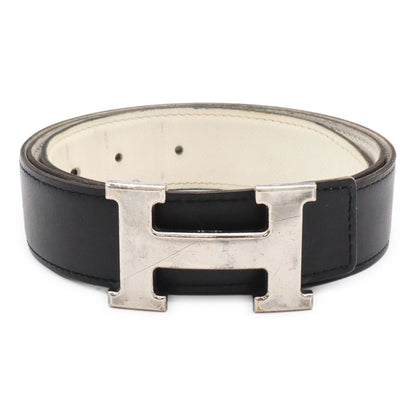 Hermes Belt Buckle Reversible Box Calf Veau Epsom Black White Silver 85