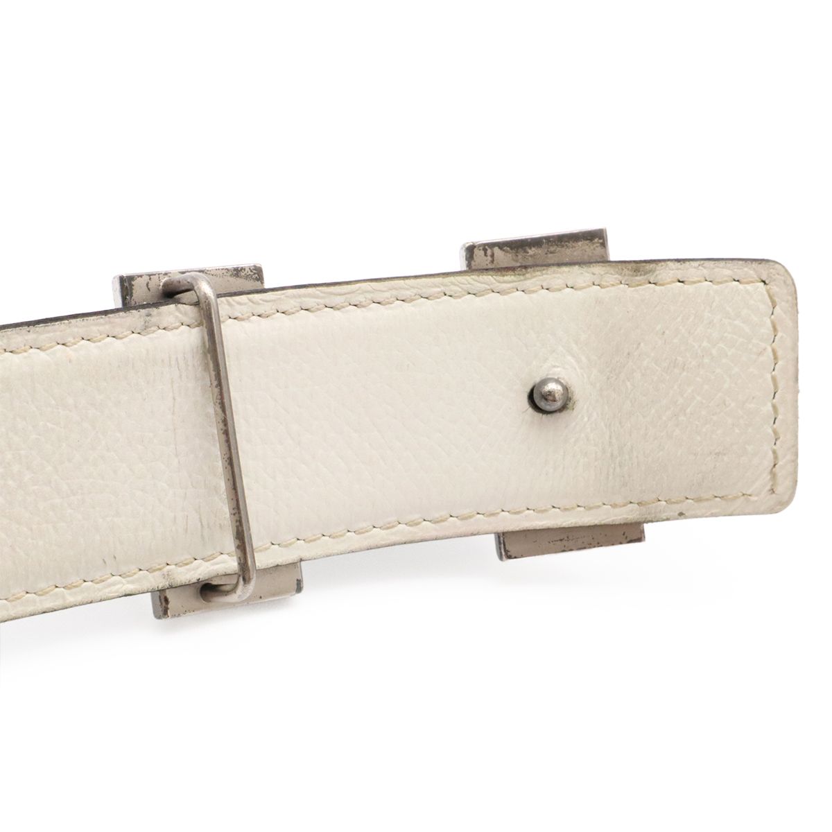 Hermes Belt Buckle Reversible Box Calf Veau Epsom Black White Silver 85 — view 4