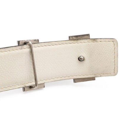 Hermes Belt Buckle Reversible Box Calf Veau Epsom Black White Silver 85 — view 4