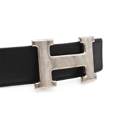 Hermes Belt Buckle Reversible Box Calf Veau Epsom Black White Silver 85 — view 3