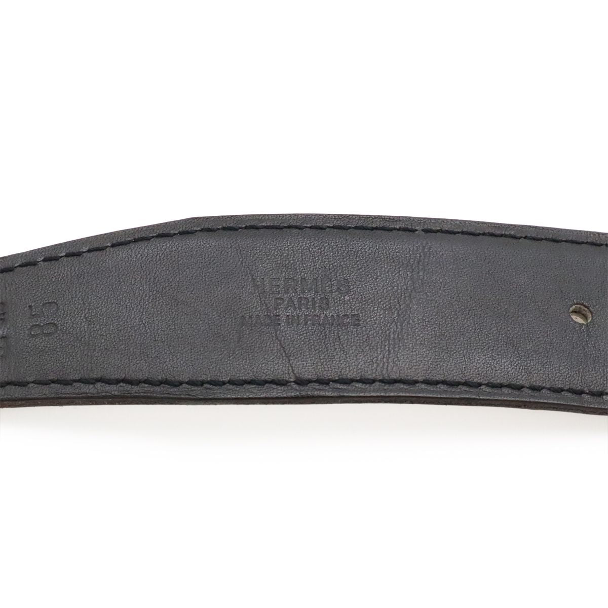 Hermes Belt Buckle Reversible Box Calf Veau Epsom Black White Silver 85 — view 9