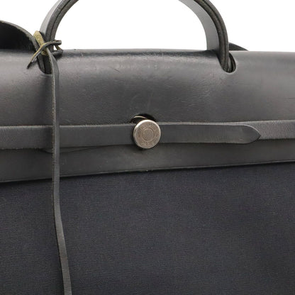 Hermes Herbag MM 2-Way Shoulder Bag Toile Officier Leather Black Silver — view 7