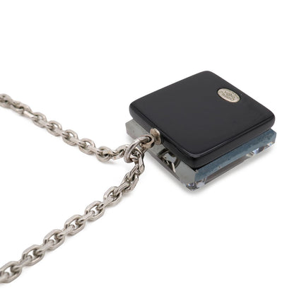 Chanel 05A CC Logo Square Cube Pendant Metal Plastic Silver Clear Black — view 4