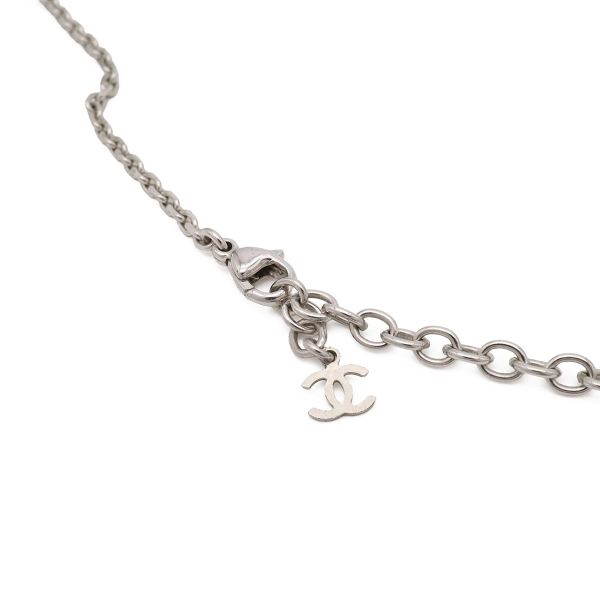 Chanel 05A CC Logo Square Cube Pendant Metal Plastic Silver Clear Black — view 6