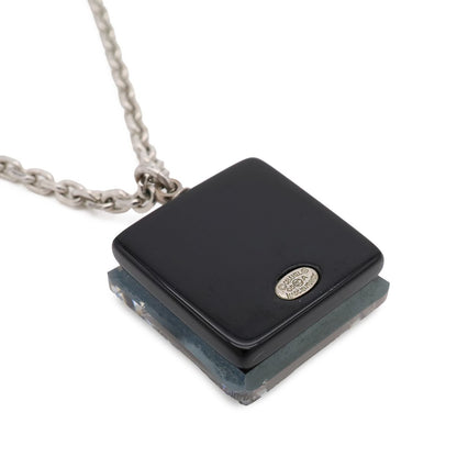 Chanel 05A CC Logo Square Cube Pendant Metal Plastic Silver Clear Black — view 5