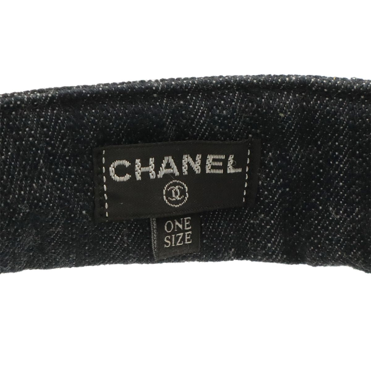 Chanel CC Logo Denim Sun Visor Hat Cotton 100% Navy — view 7