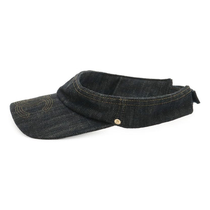 Chanel CC Logo Denim Sun Visor Hat Cotton 100% Navy — view 2