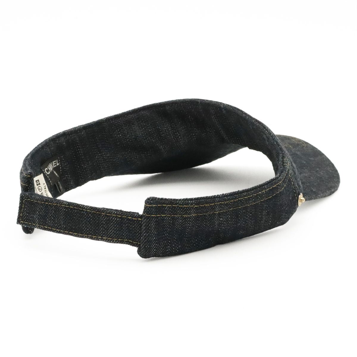 Chanel CC Logo Denim Sun Visor Hat Cotton 100% Navy — view 3