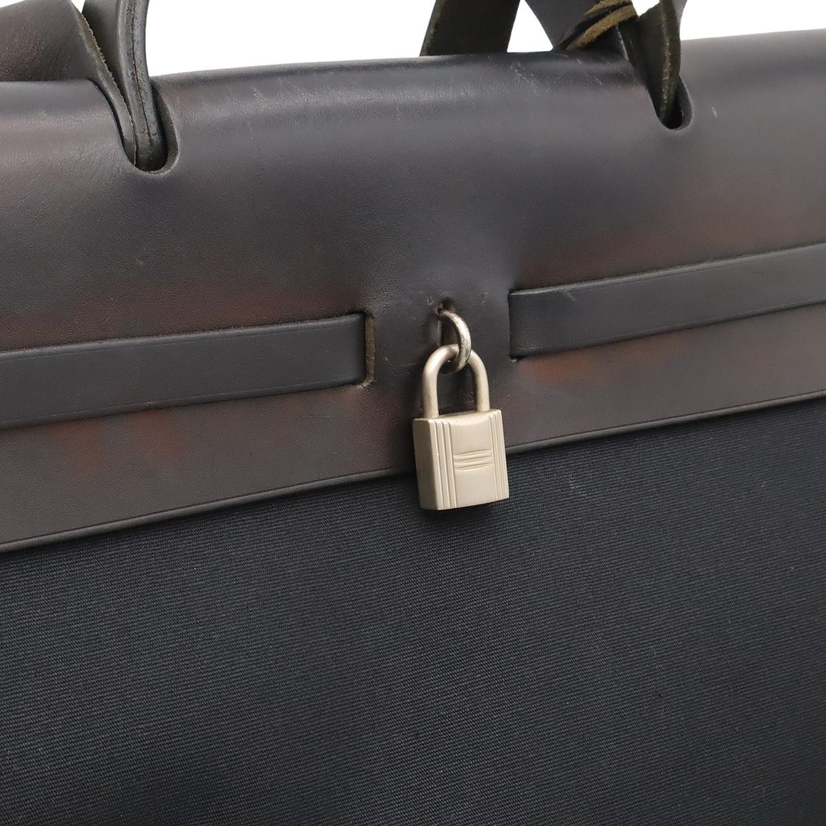 Hermes Herbag MM 2-Way Shoulder Bag Toile Officier Leather Black Silver — view 6