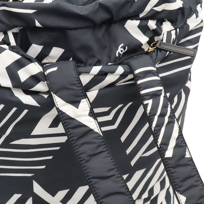 Chanel Coco Beach Backpack Chain Shoulder Bag Star Pattern Nylon Leather Black — view 7