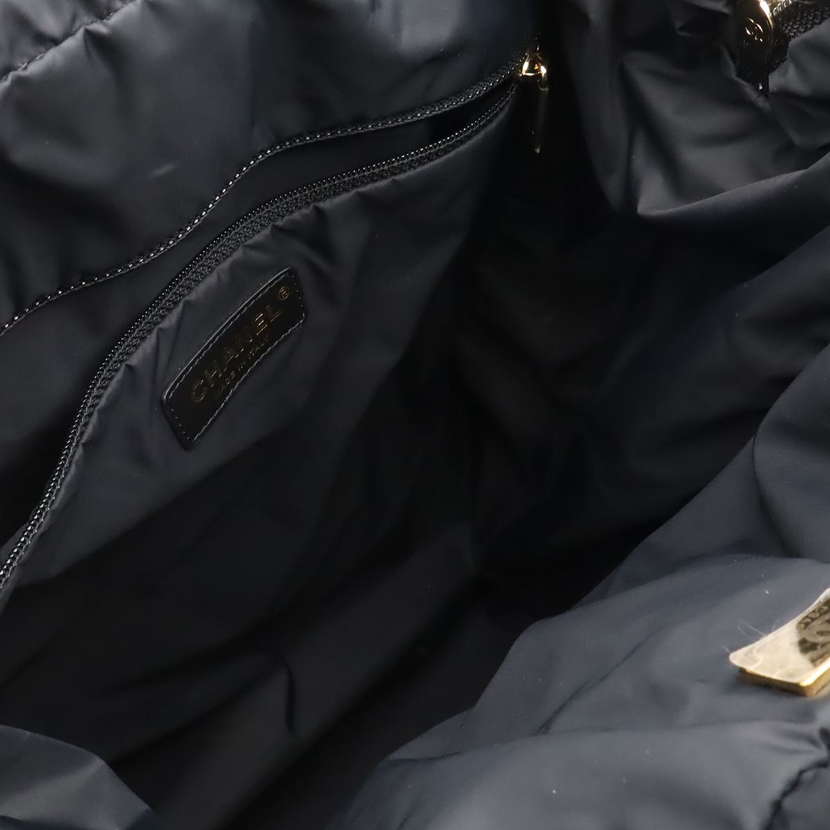Chanel Coco Beach Backpack Chain Shoulder Bag Star Pattern Nylon Leather Black — view 6
