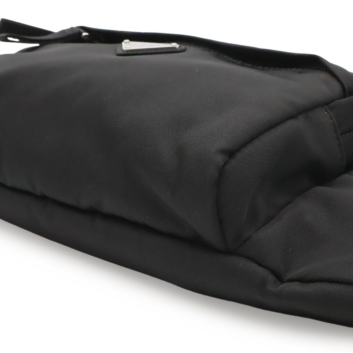 Prada Triangle Logo Waist Bag Pouch Hip Nylon Nero Black Silver — view 3