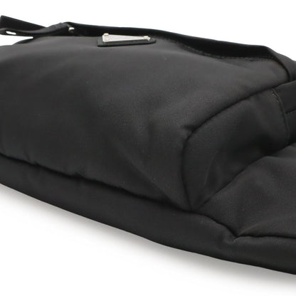 Prada Triangle Logo Waist Bag Pouch Hip Nylon Nero Black Silver — view 3