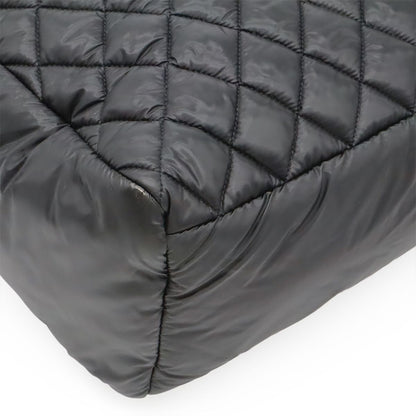Chanel Coco Cocoon Tote Quilted Nylon Leather Black Silver — view 3