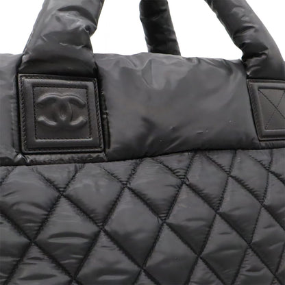 Chanel Coco Cocoon Tote Quilted Nylon Leather Black Silver — view 7