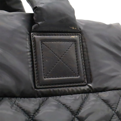 Chanel Coco Cocoon Tote Quilted Nylon Leather Black Silver — view 8