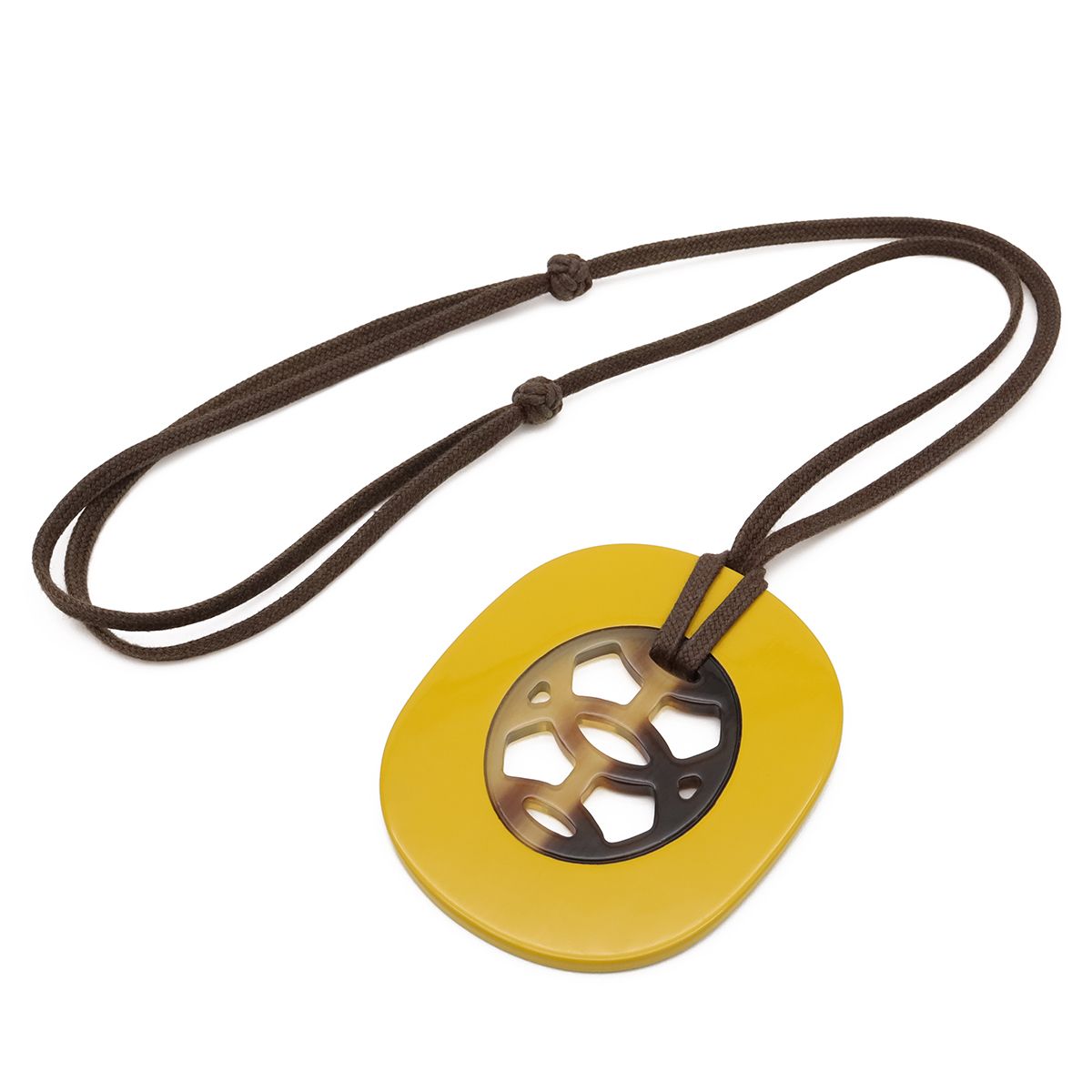 Hermes Lift PM Pendant Buffalo Horn Lacquer Yellow Brown — view 2