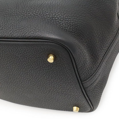 Hermes Picotin Lock MM Tote Taurillon Clemence Leather Black Gold — view 3