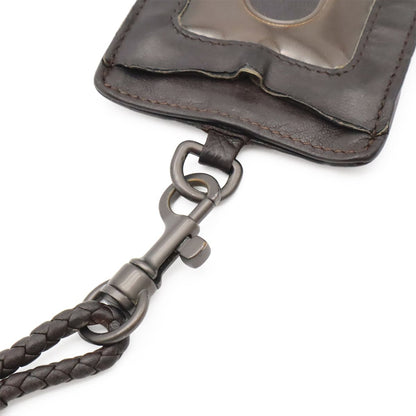 Bottega Veneta Intrecciato Pass Case ID with Neck Strap Leather Dark Brown — view 5