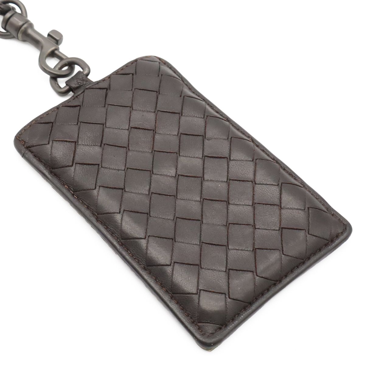 Bottega Veneta Intrecciato Pass Case ID with Neck Strap Leather Dark Brown — view 3