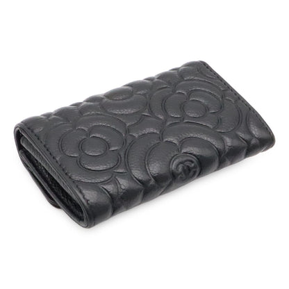 Chanel Camellia Embossed CC Logo Card Case Business Holder Caviar Leather Black — view 2