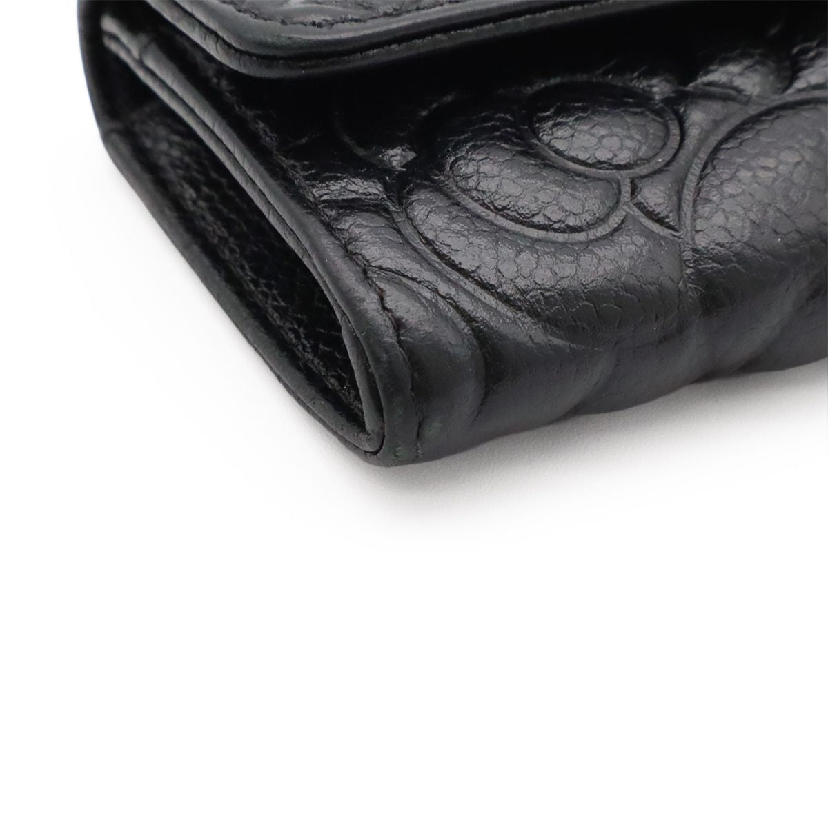Chanel Camellia Embossed CC Logo Card Case Business Holder Caviar Leather Black — view 3