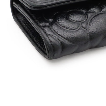 Chanel Camellia Embossed CC Logo Card Case Business Holder Caviar Leather Black — view 3