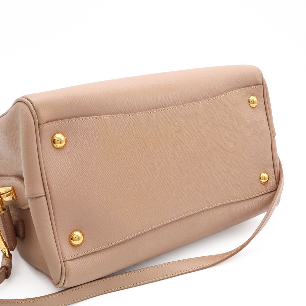 Prada Triangle Logo Saffiano Mini Boston Bag 2-Way Leather Cammeo Overseas — view 7