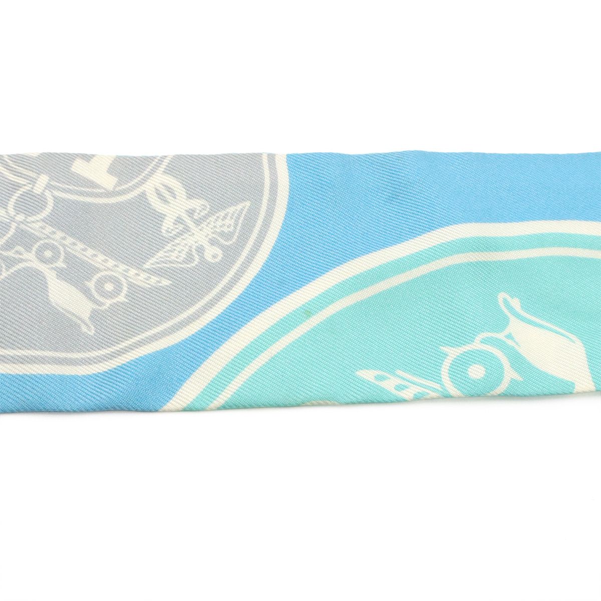 Hermes Twill Scarf Bag Ex Libris les Confettis Ex Confetti Silk 100% Blue — view 5