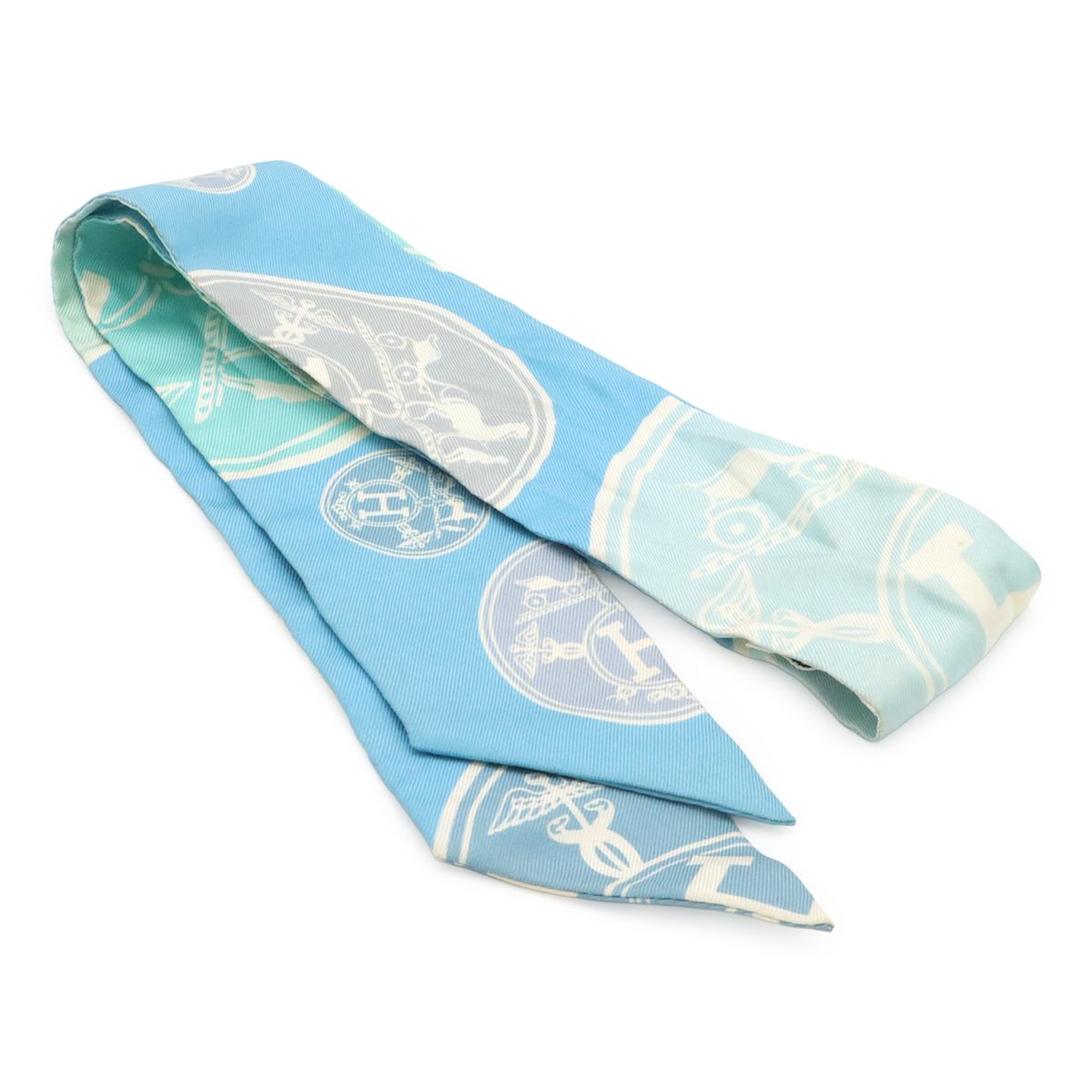Hermes Twill Scarf Bag Ex Libris les Confettis Ex Confetti 100% Silk Blue — view 2