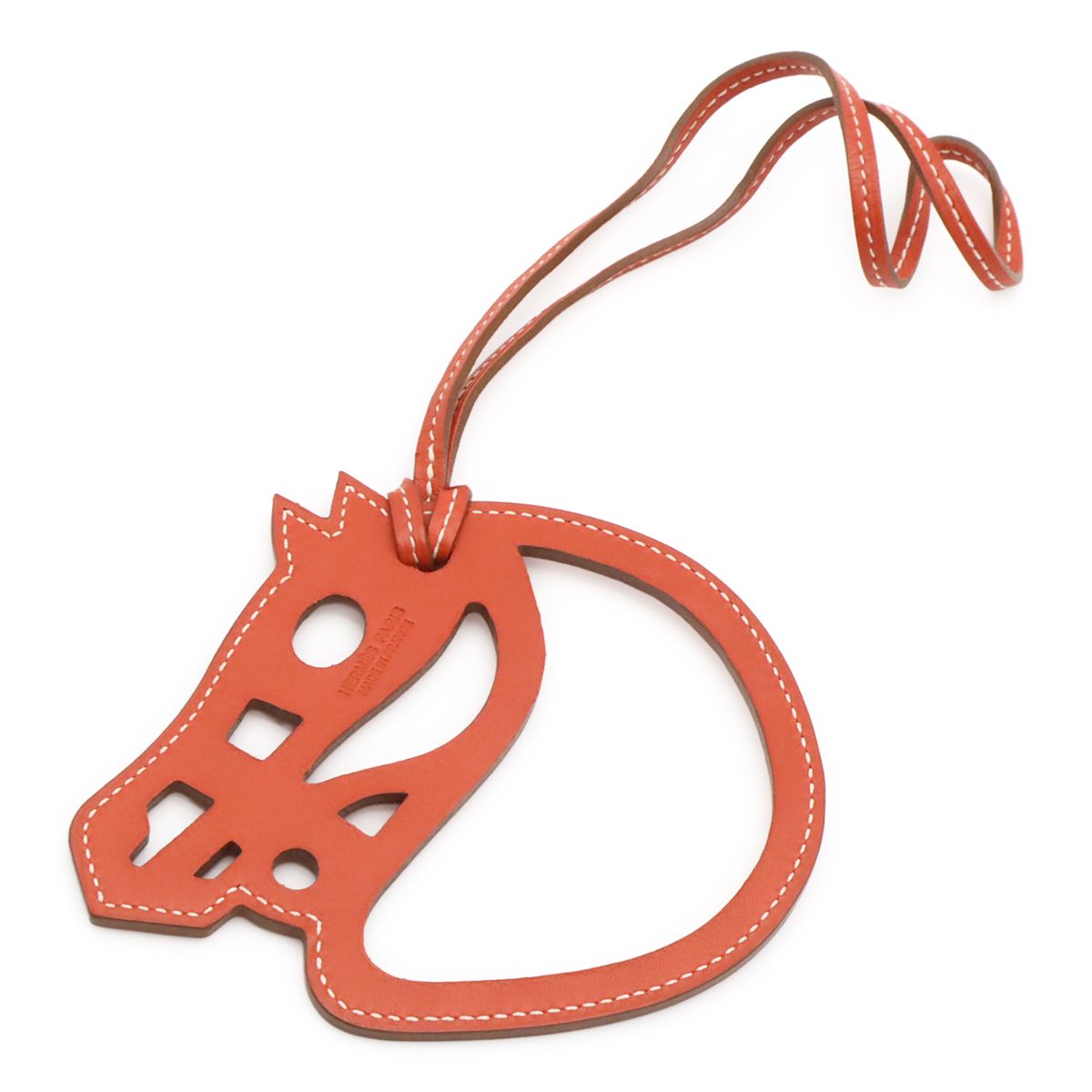 Hermes Paddock Cheval Bag Charm Horse Motif Leather Terracotta — view 2