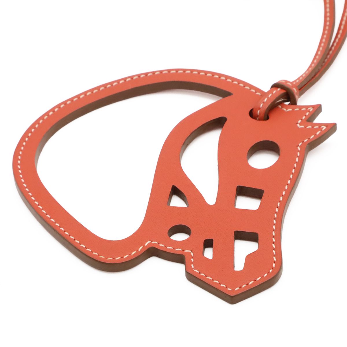 Hermes Paddock Cheval Bag Charm Horse Motif Leather Terracotta — view 3