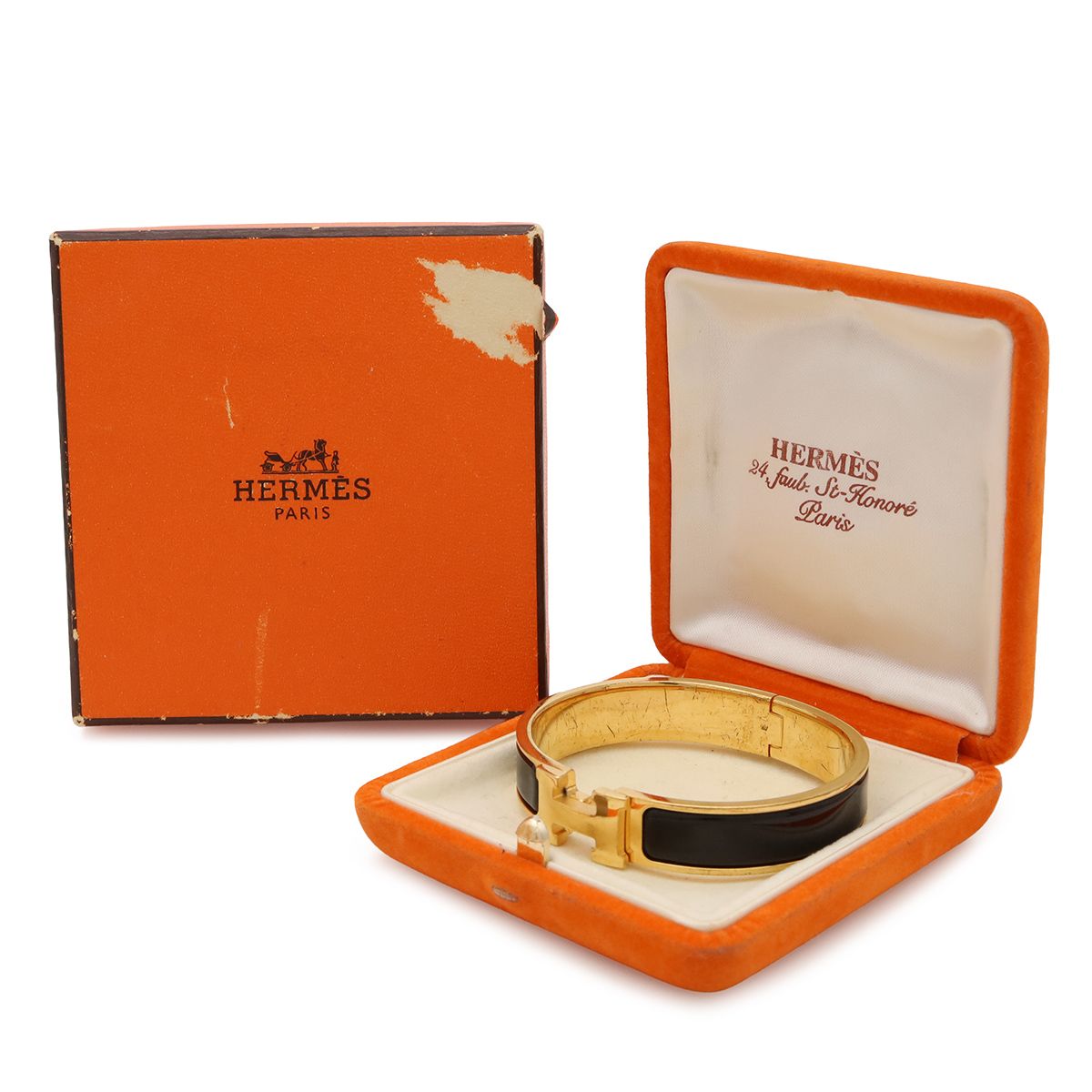 Hermes Clic H PM Ash Bracelet Bangle Enamel Gold Plated Black — view 7
