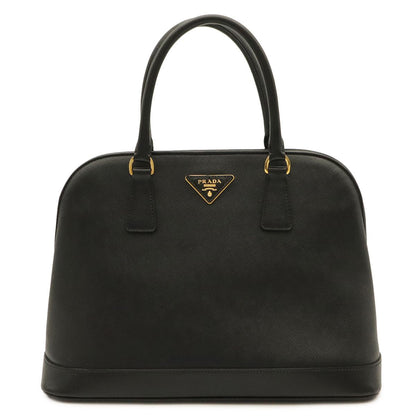 Prada Saffiano Tote 2-Way Shoulder Bag Leather Nero Black Gold