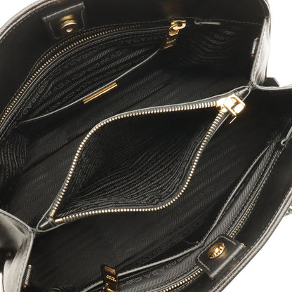 Prada Saffiano Tote 2-Way Shoulder Bag Leather Nero Black Gold — view 7