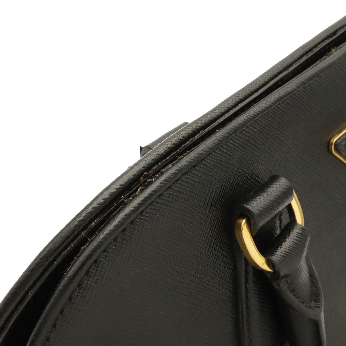 Prada Saffiano Tote 2-Way Shoulder Bag Leather Nero Black Gold — view 4