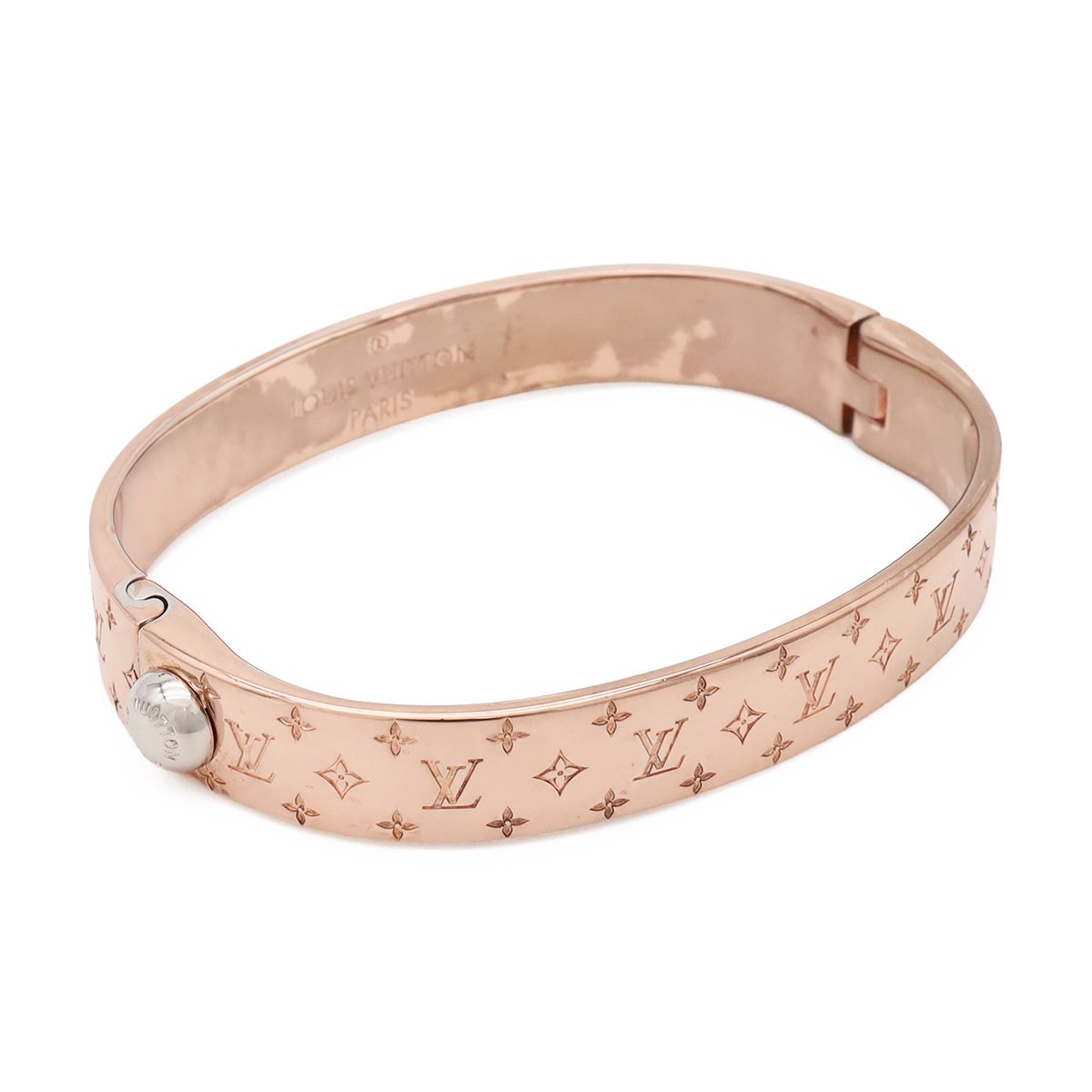 Louis Vuitton Calfskin Nanogram Bangle Bracelet Pgp Pink Gold