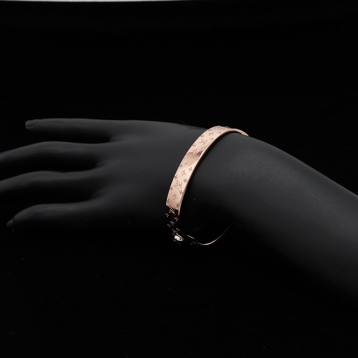 Louis Vuitton Calfskin Nanogram Bangle Bracelet Pgp Pink Gold — view 6