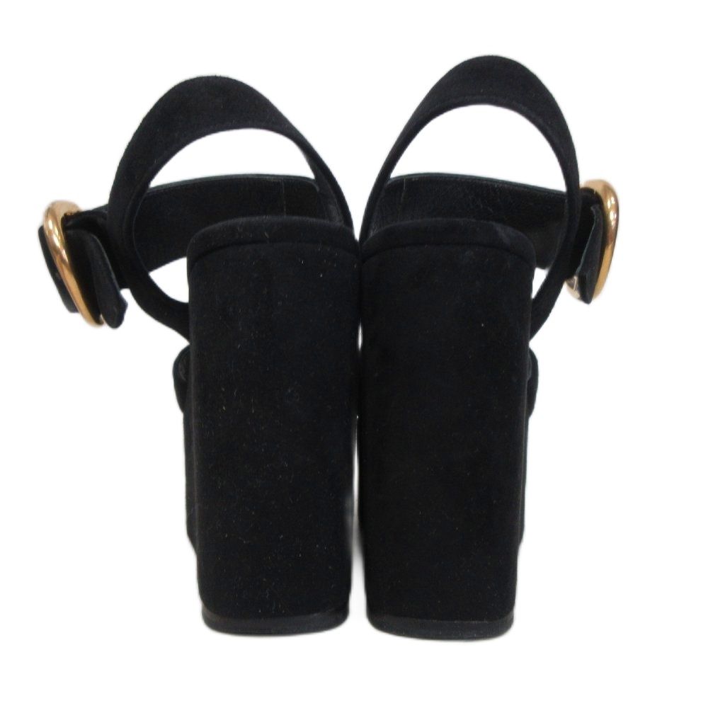 Prada Platform Sandals Suede Black 35 — view 4